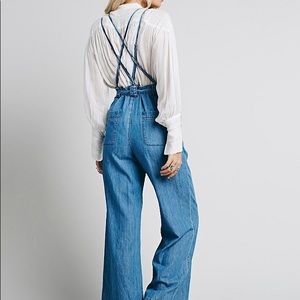 free people clara chambray jumpsuit